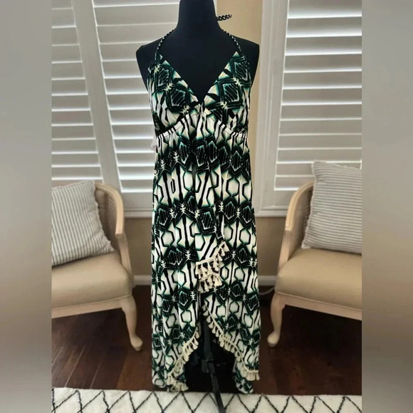 NWT | Coastal Blue | Halter Neck Tassel Trim Cover Up - Size 1X - Picture 1 of 8